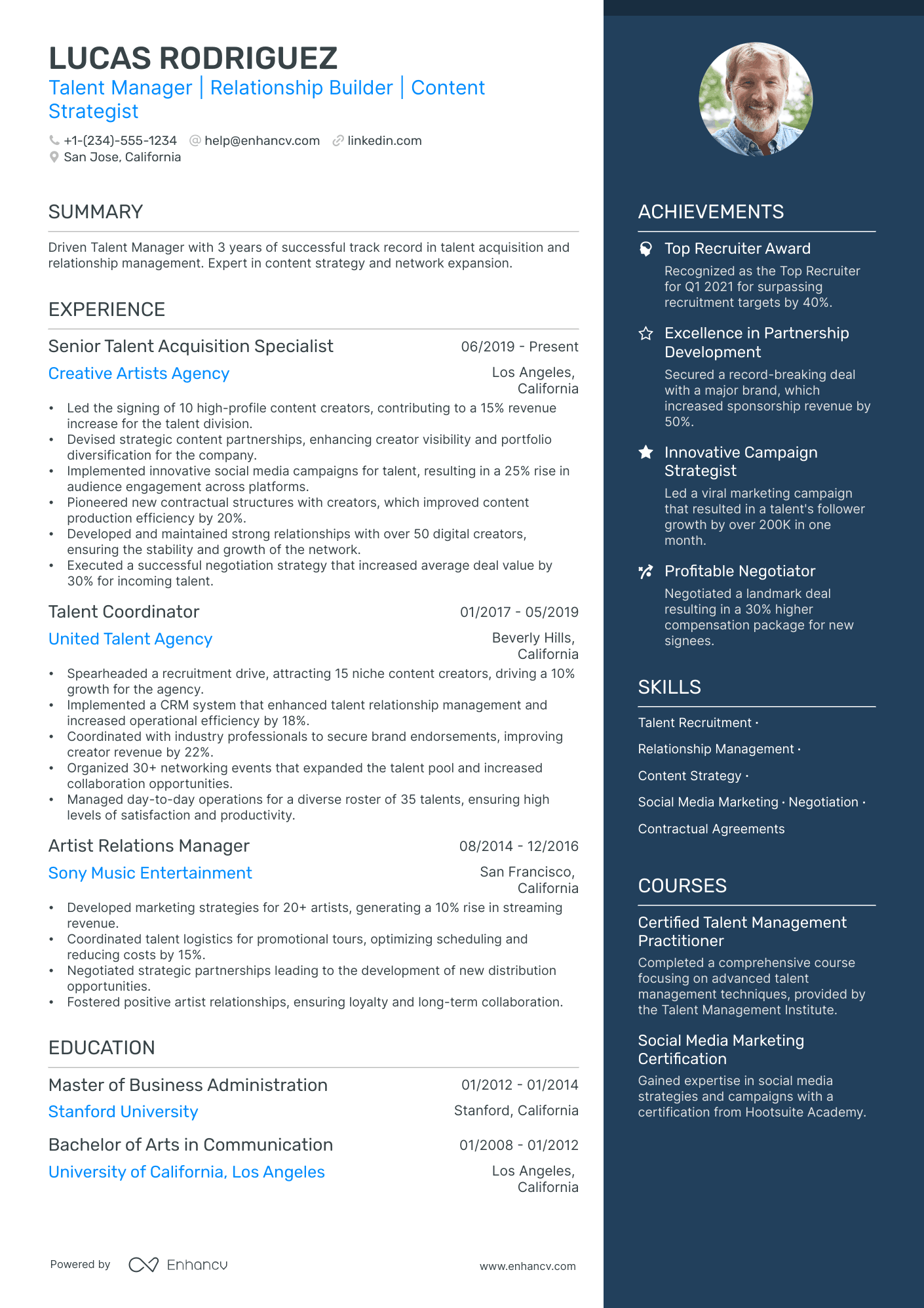 5 Talent Manager Resume Examples & Guide for 2024