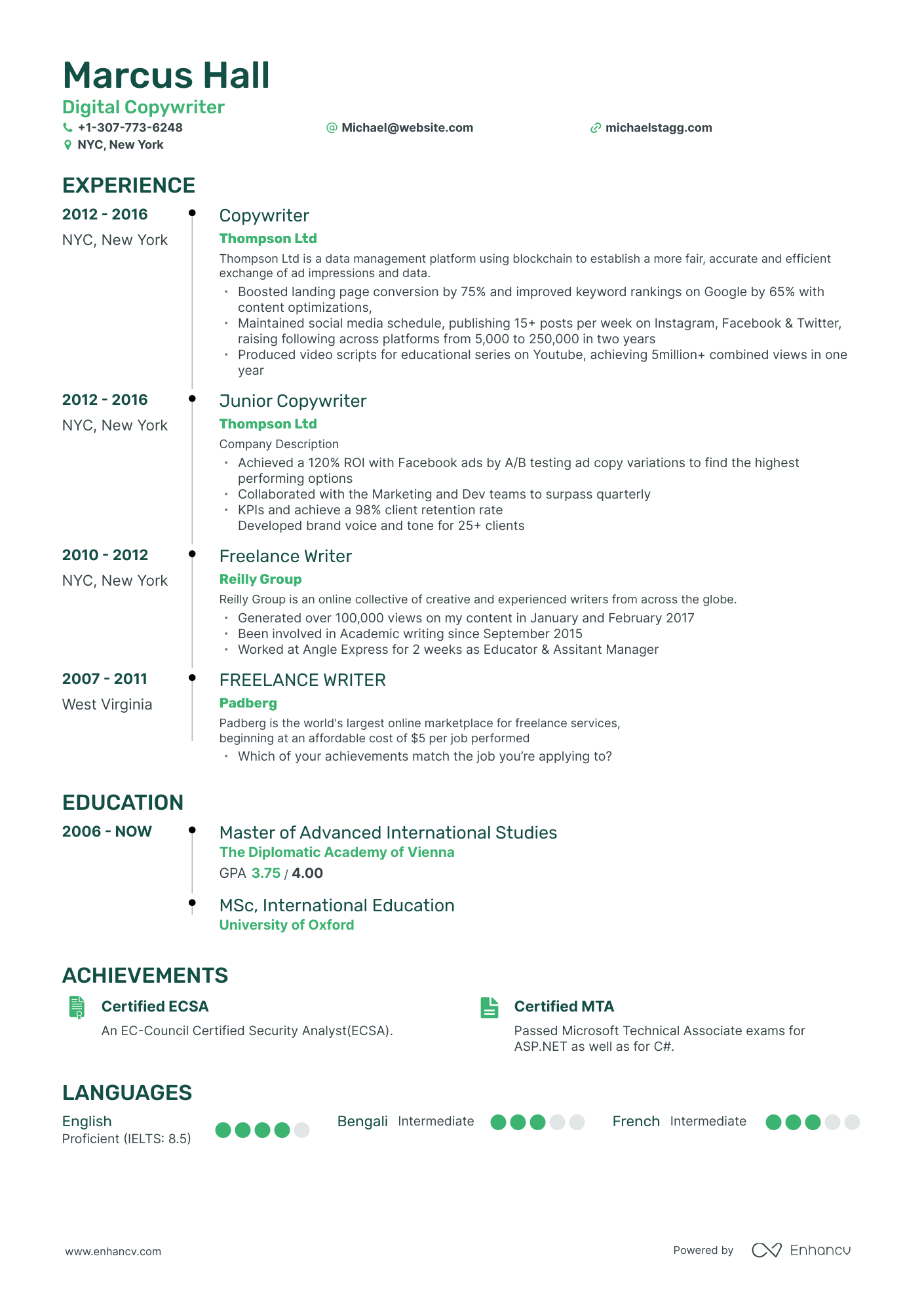 5 Copywriter Resume Examples & Guide for 2023