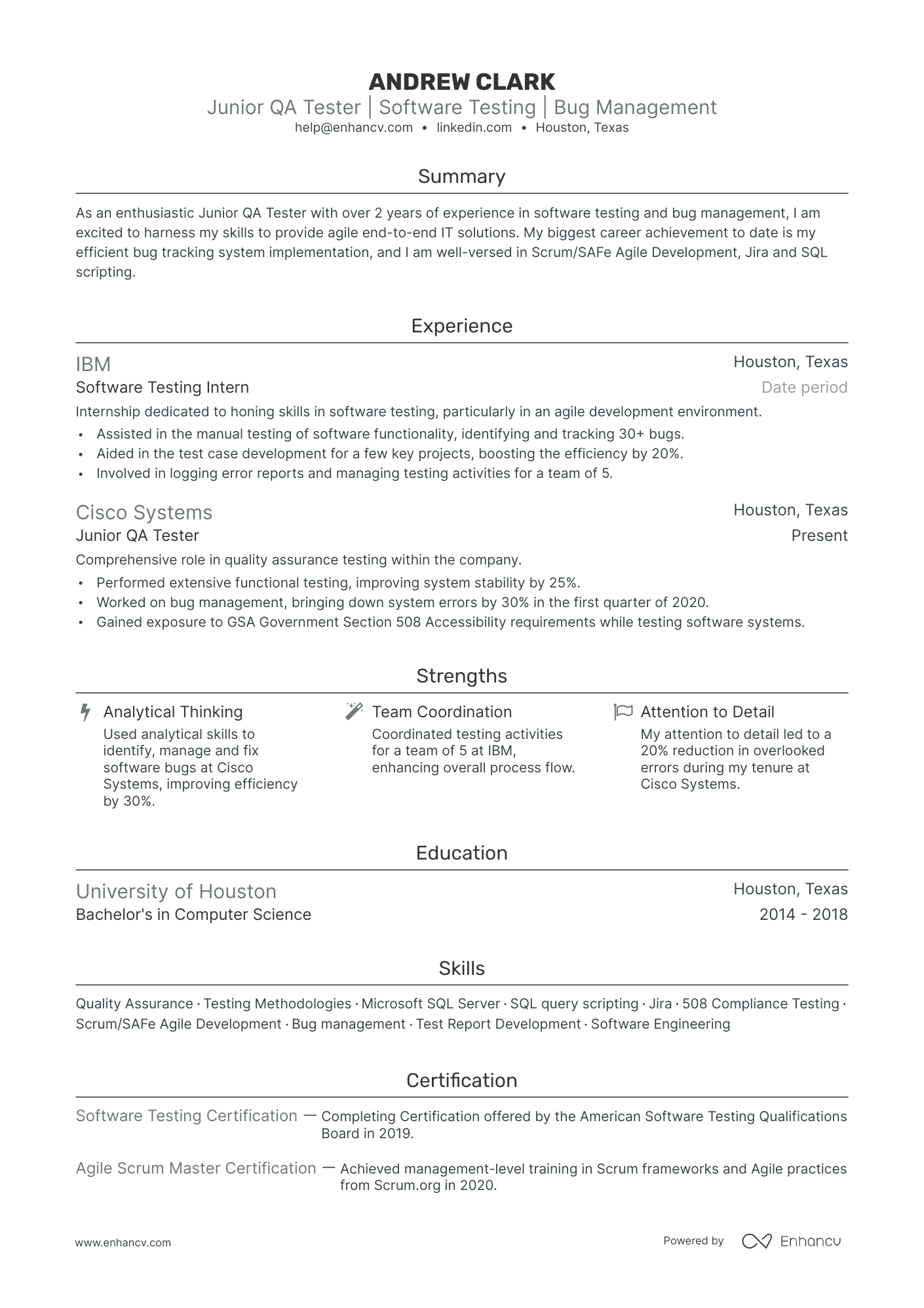 5 Junior QA Tester Resume Examples & Guide for 2024