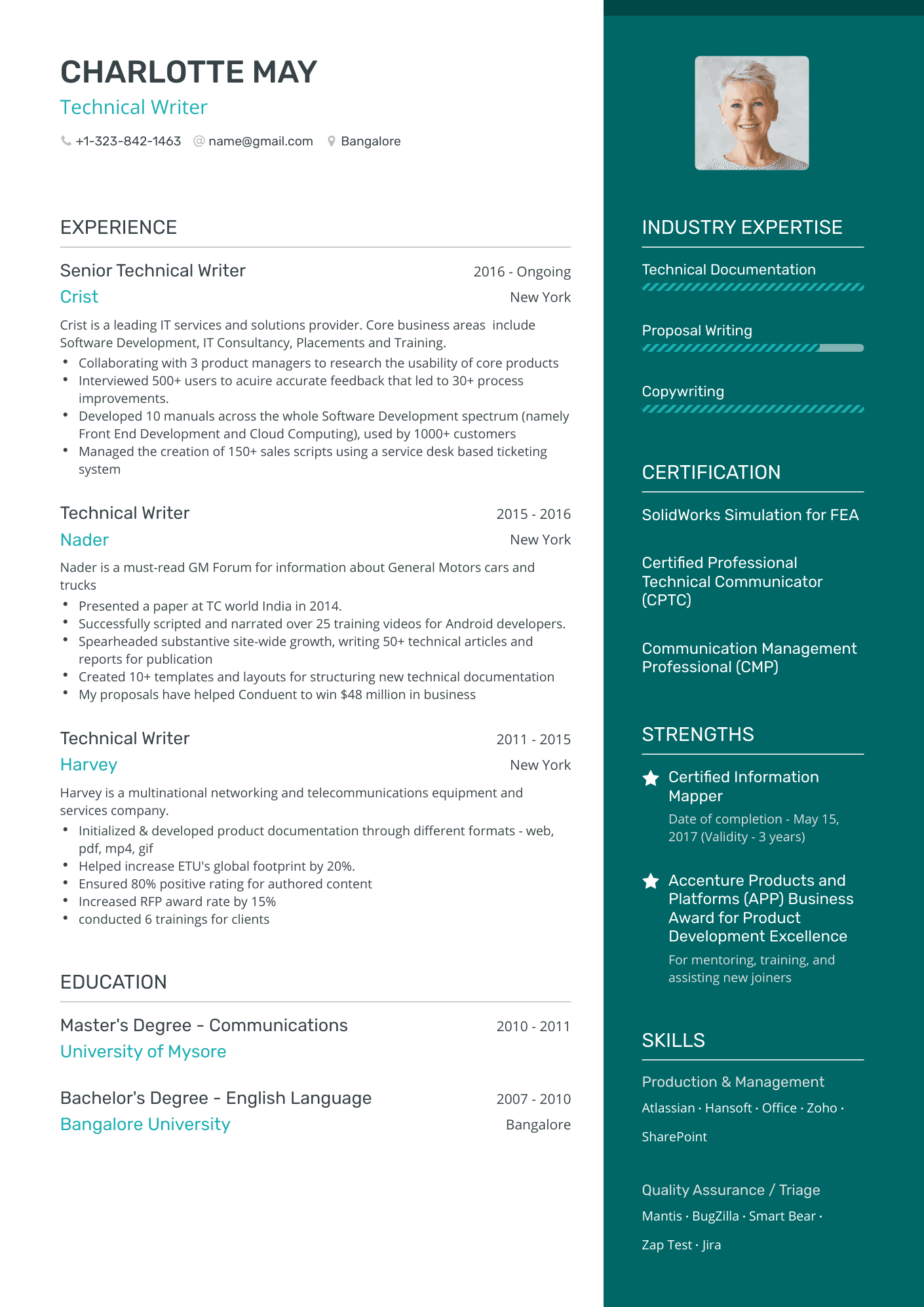 technical writing resume samples