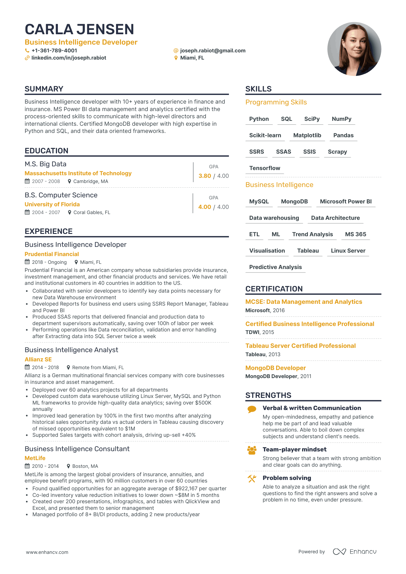 4 Business Intelligence Resume Examples & Guide for 2023