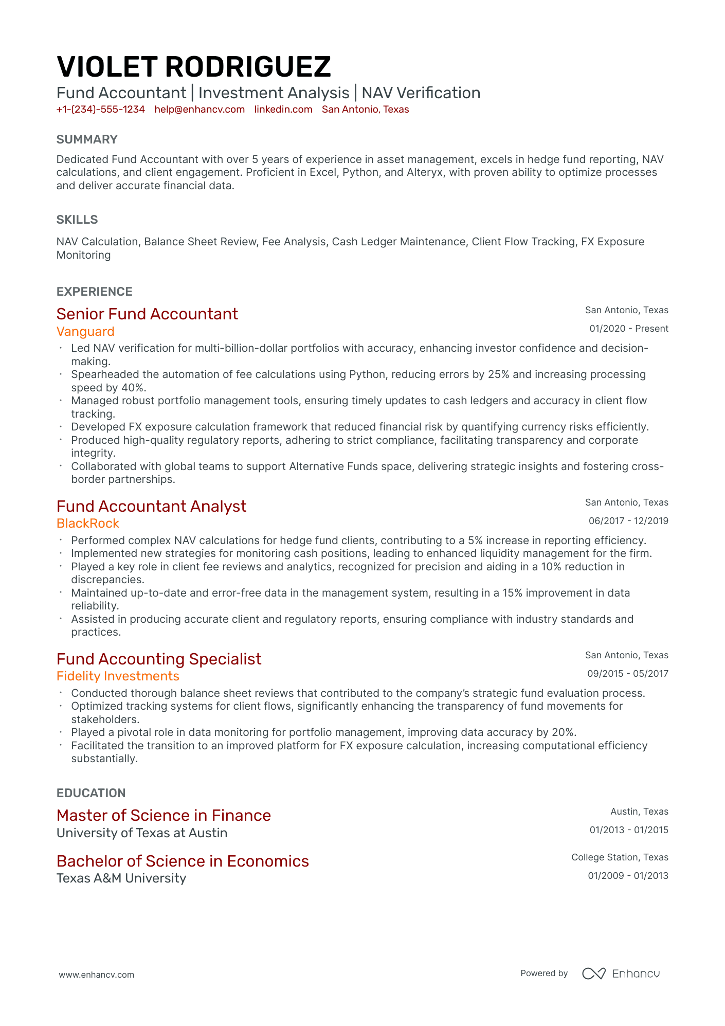 10 Fund Accountant Resume Examples & Guide for 2026