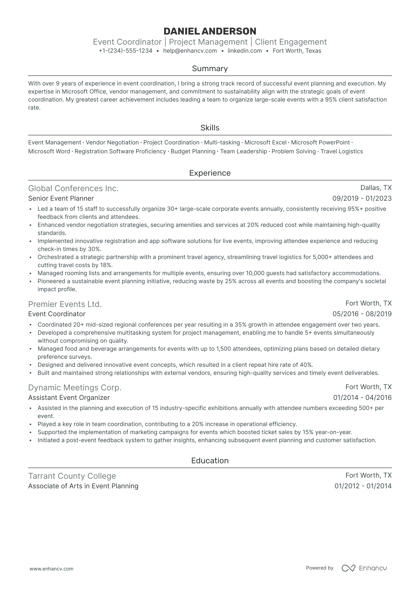 5 Event Coordinator Resume Examples & Guide for 2024