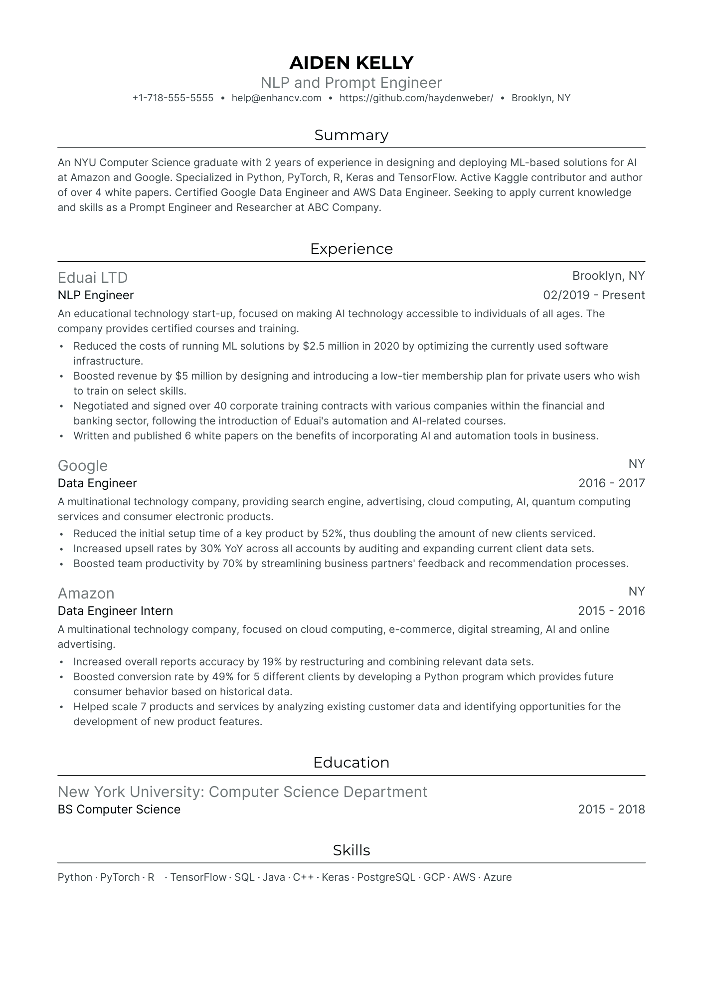 5 Prompt Engineer Resume Examples & Guide for 2024