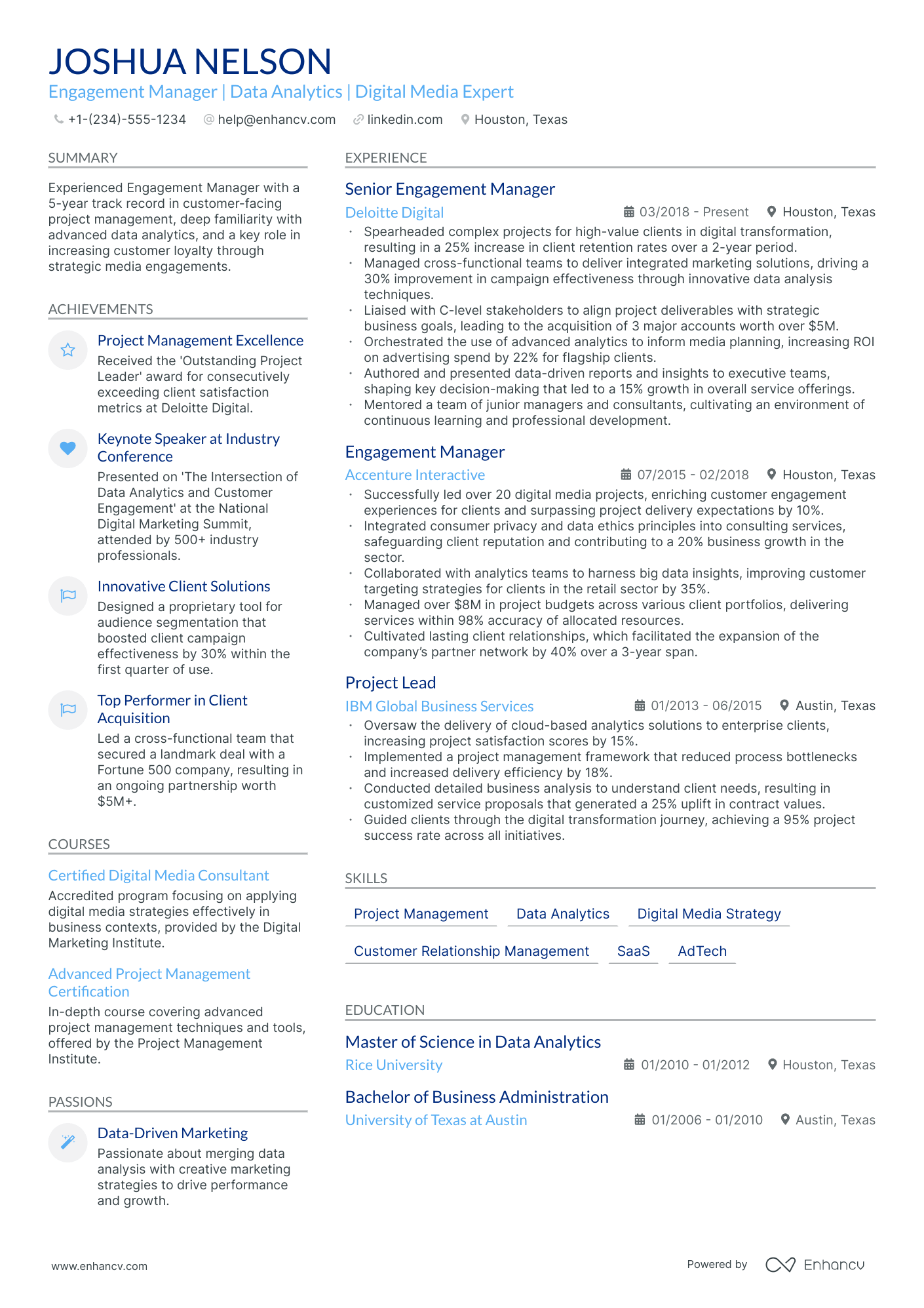 5 Engagement Manager Resume Examples & Guide For 2024