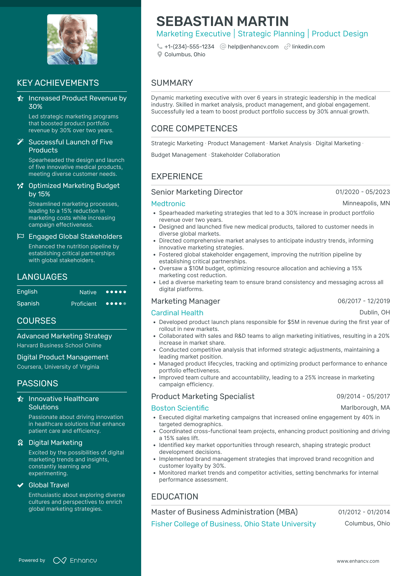 Chief Marketing Officer in Pharmaceuticals Resume Example