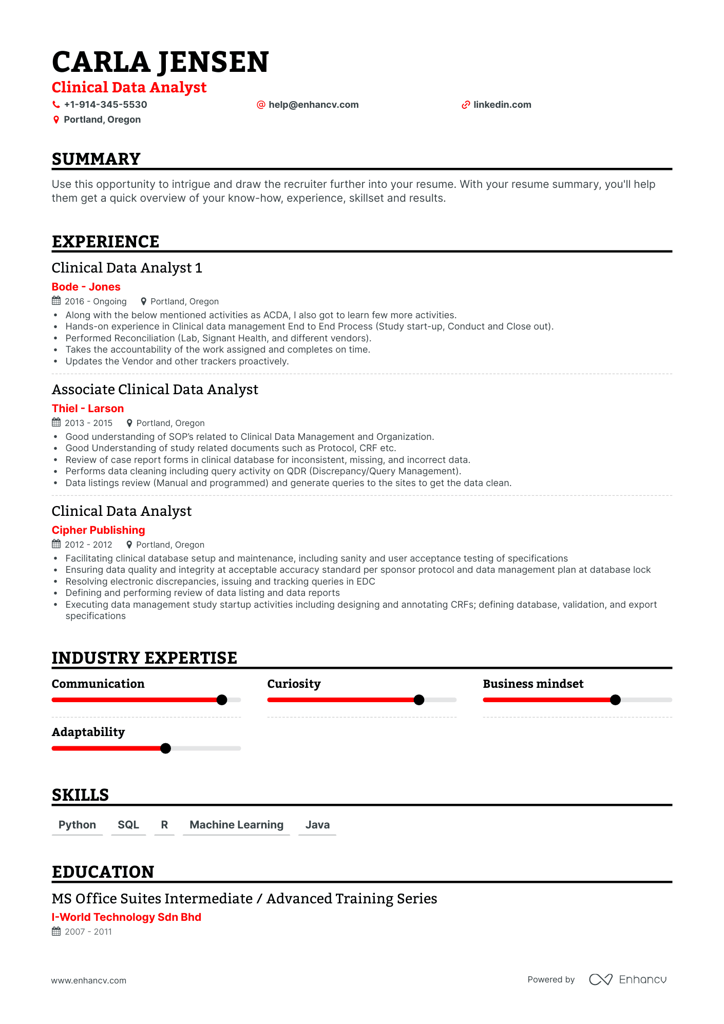 Clinical Data Analyst Resume Examples & Guide for 2023 (Layout, Skills ...