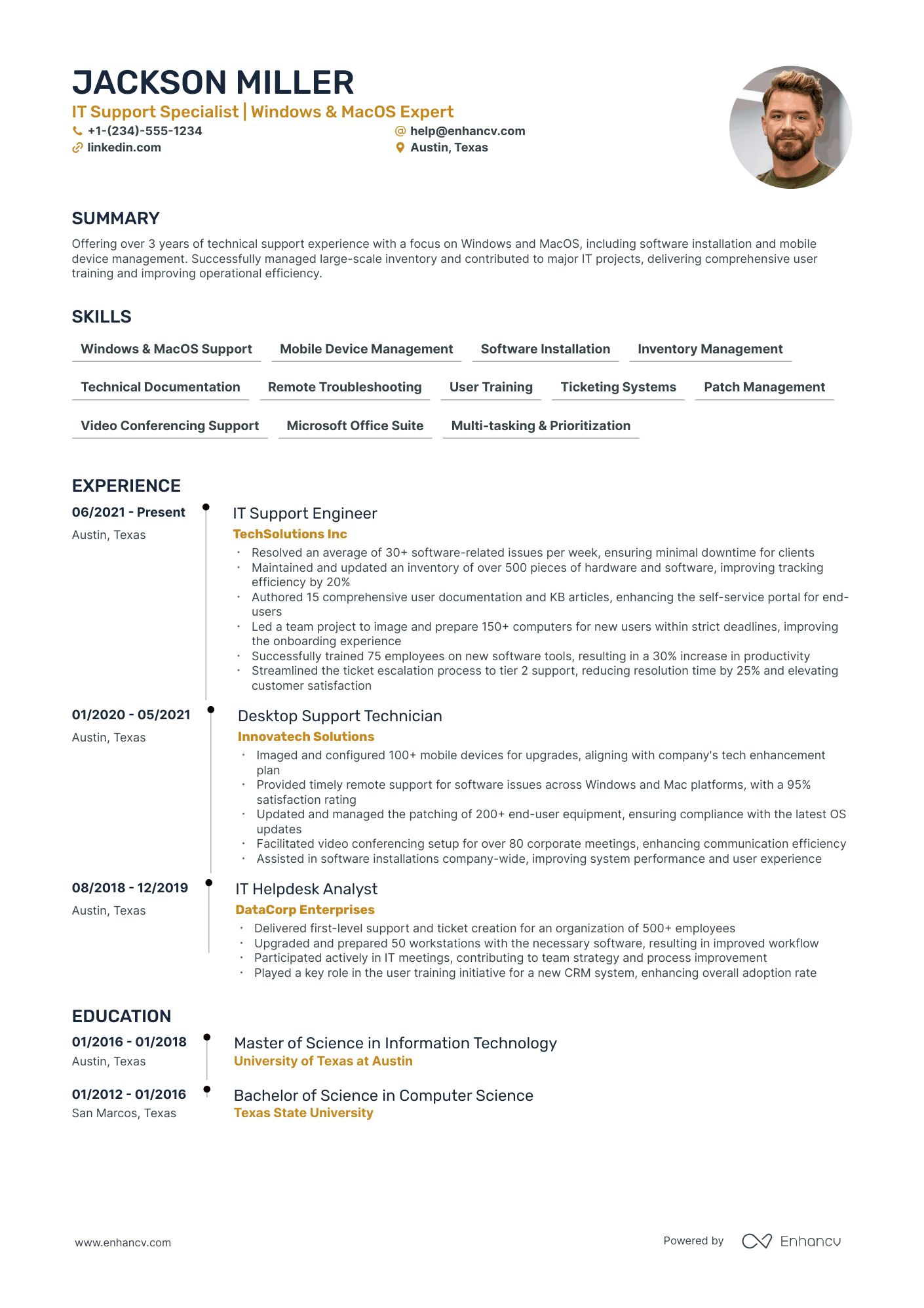 5 IT Technician Resume Examples & Guide for 2024