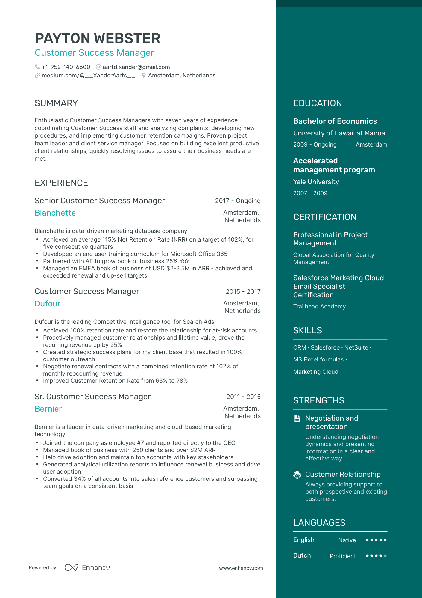 Customer Success Manager Resume Examples & Guide for 2023 (Layout, Skills, Keywords & Job