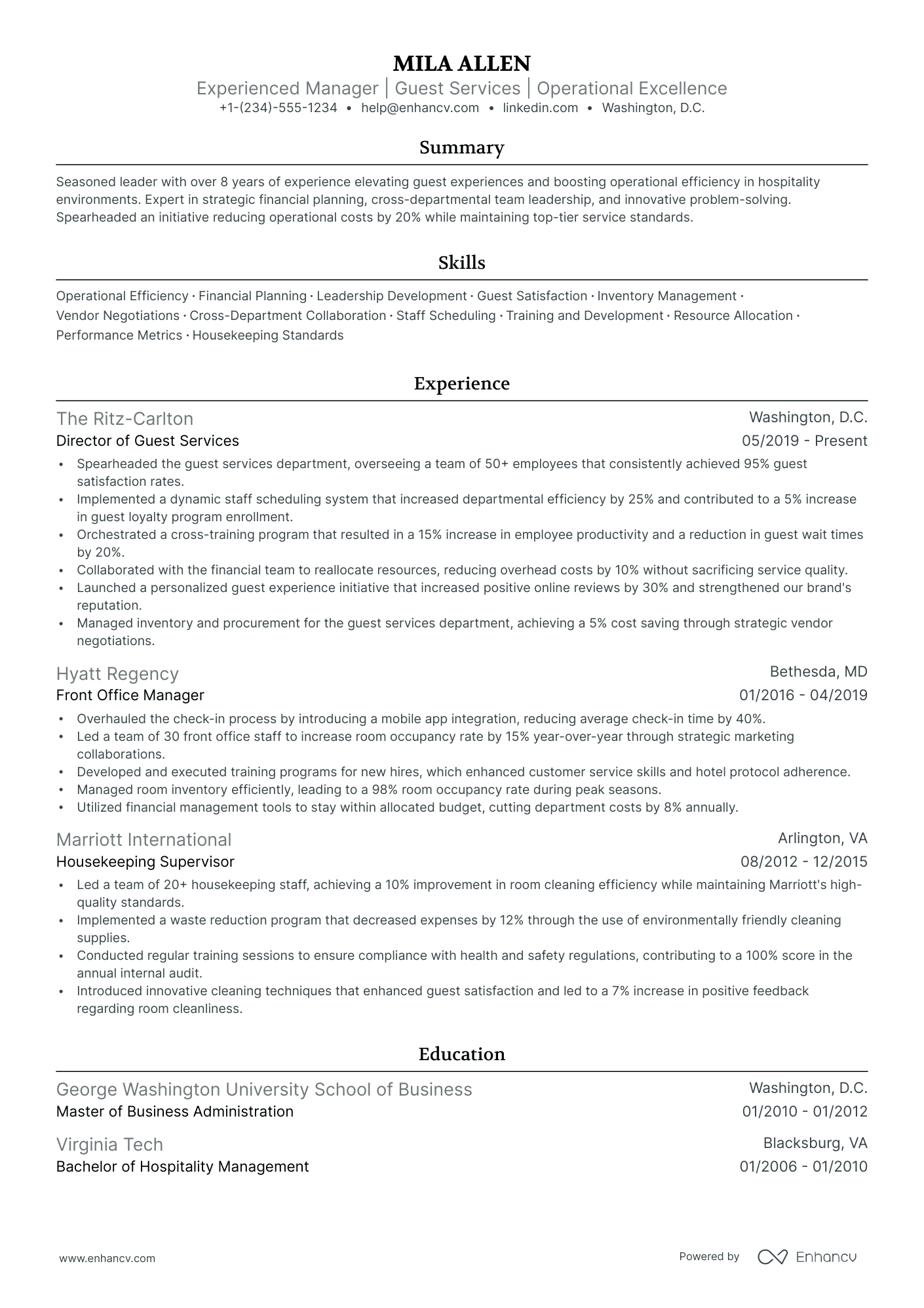 5 Rooms Division Manager Resume Examples & Guide for 2024