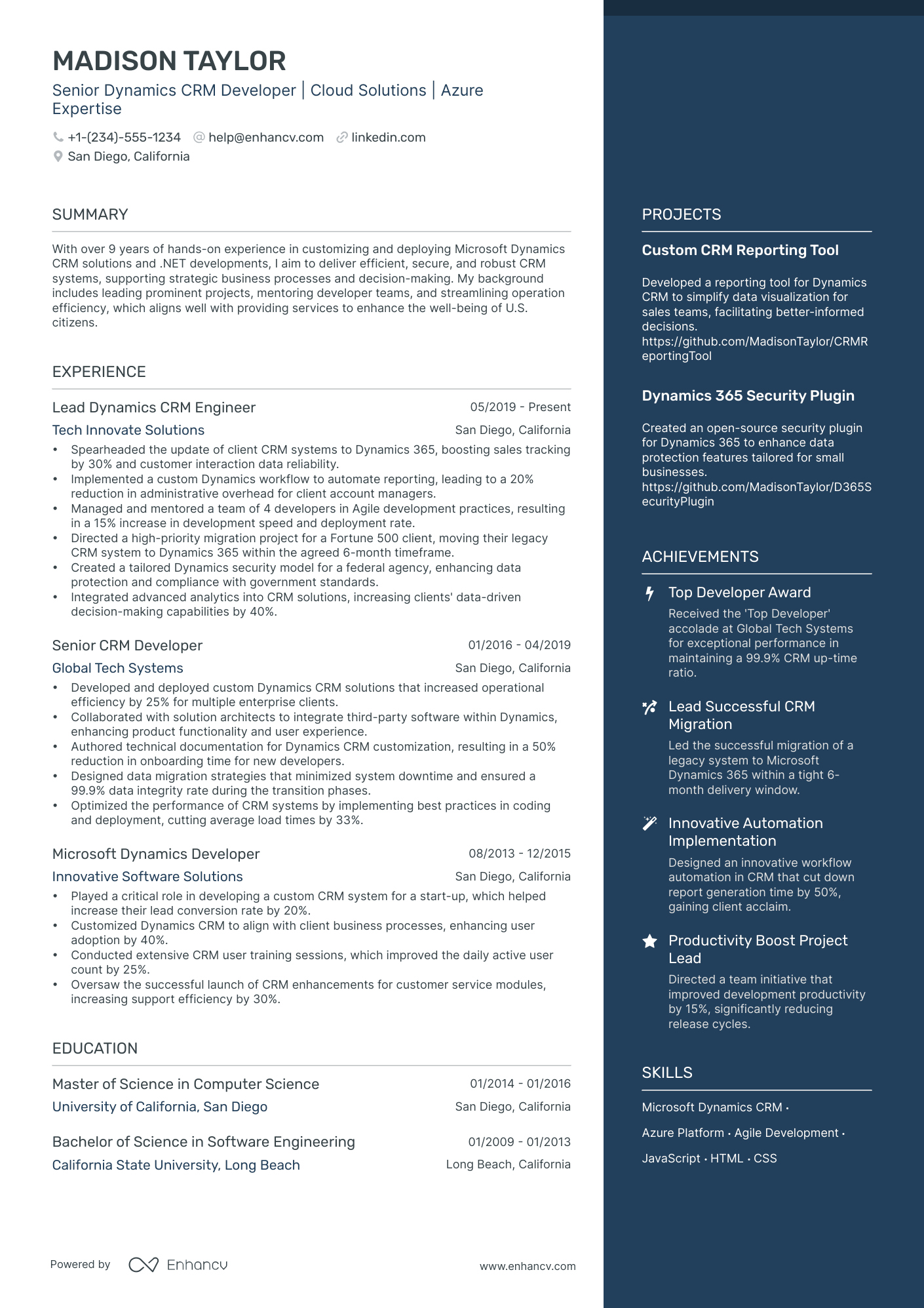 5 CRM Developer Resume Examples & Guide for 2024