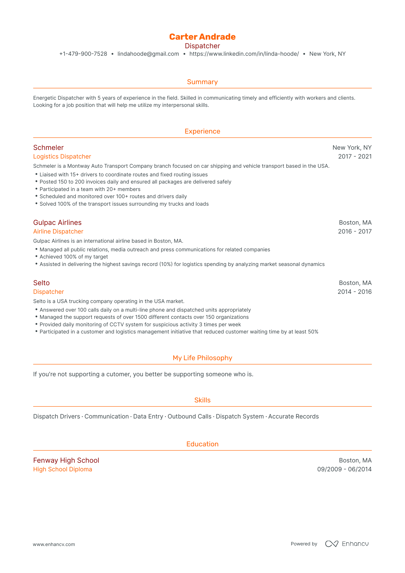 5 Dispatcher Resume Examples & Guide for 2023