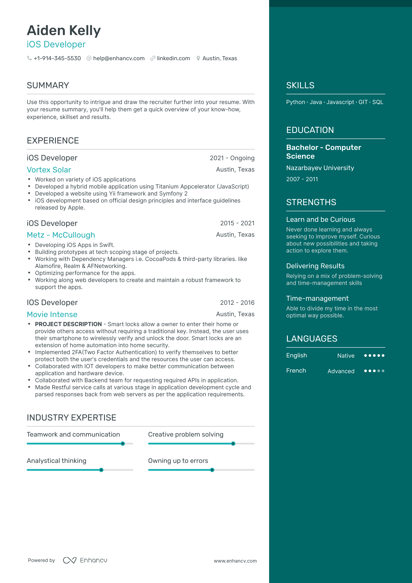 iOS Developer Resume Examples & Guide for 2023 (Layout, Skills ...