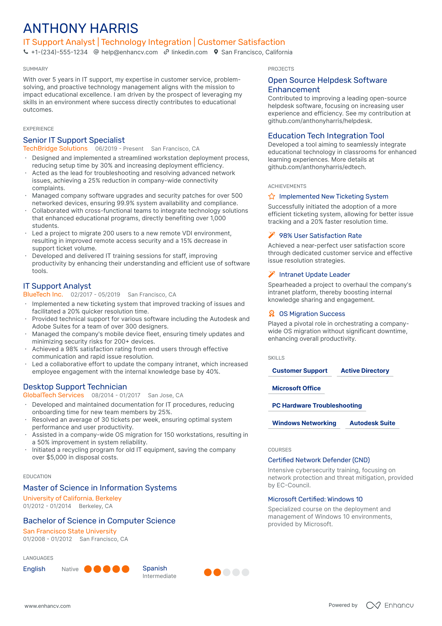 5 IT Support Analyst Resume Examples & Guide for 2024