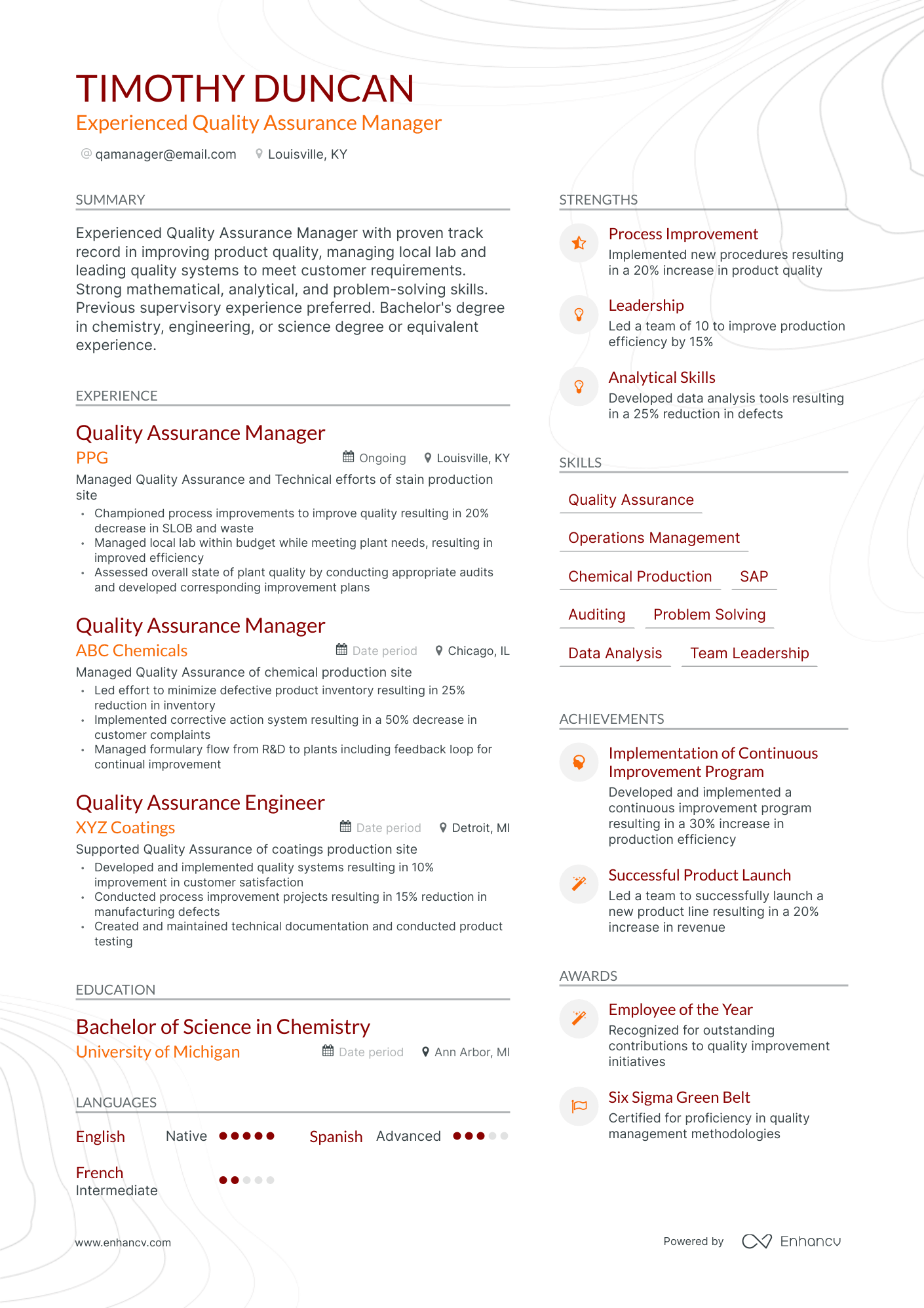 5 Quality Assurance Manager Resume Examples & Guide for 2024