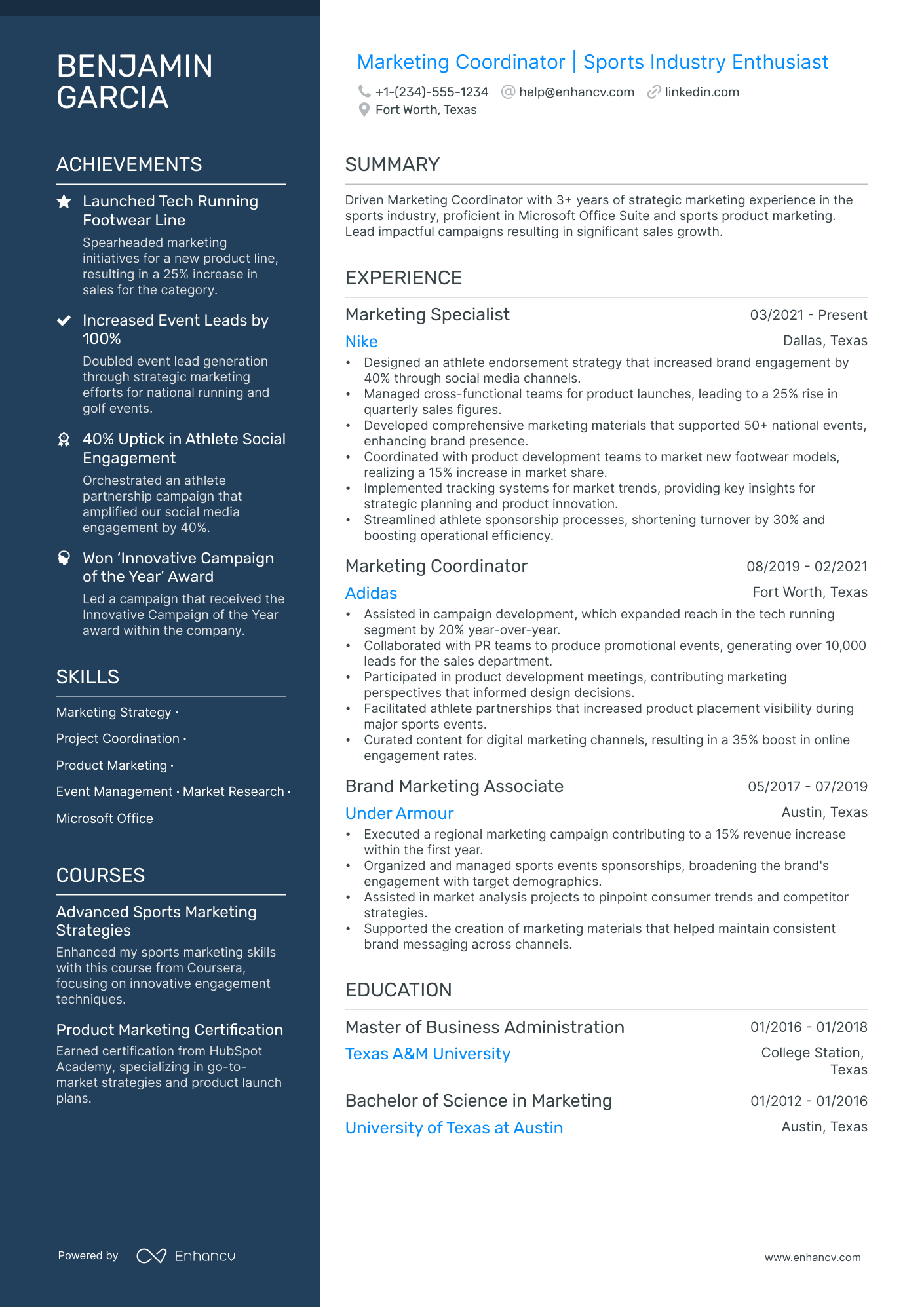 5 Sports Marketing Resume Examples & Guide for 2024