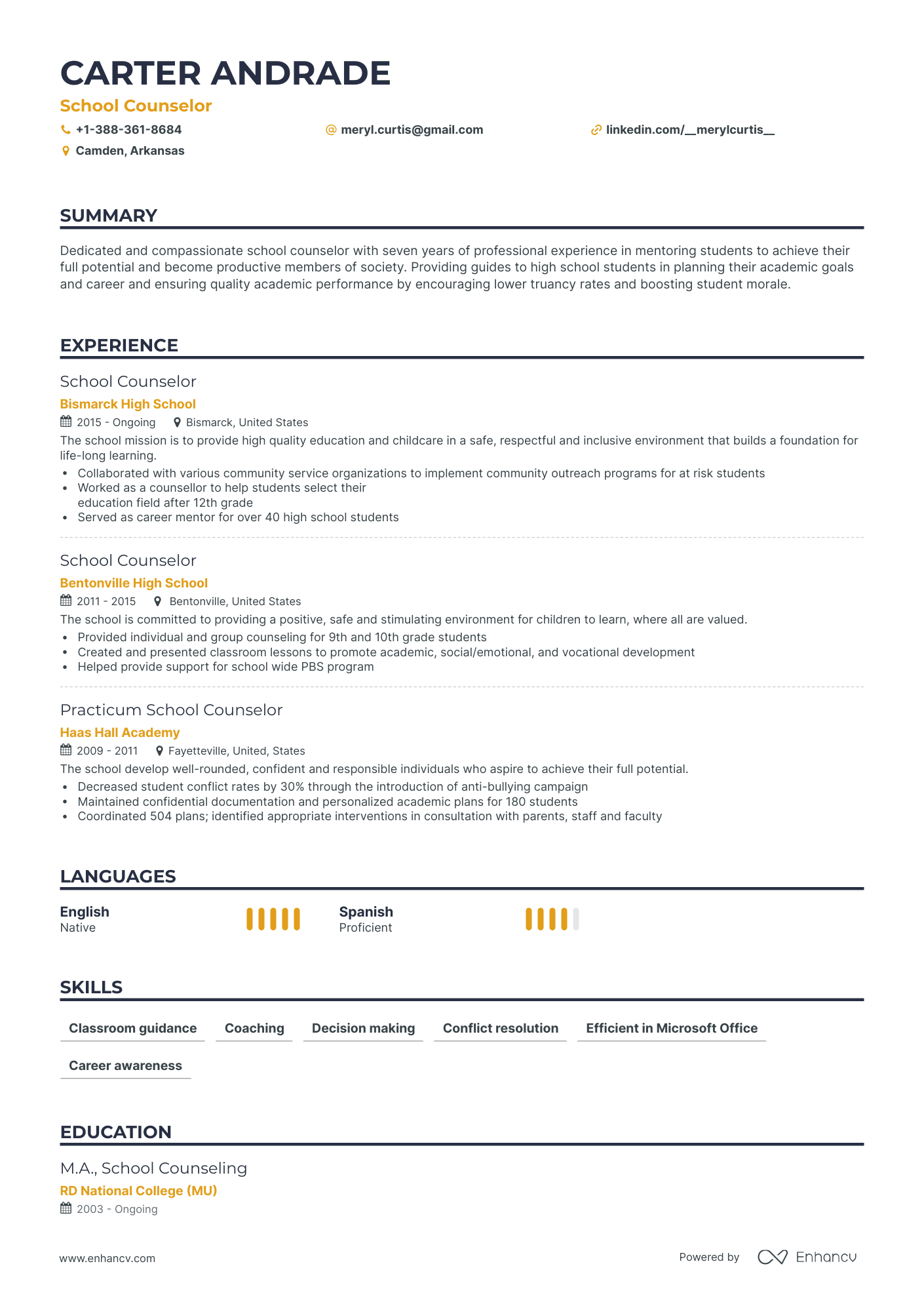 5 School Counselor Resume Examples & Guide for 2023