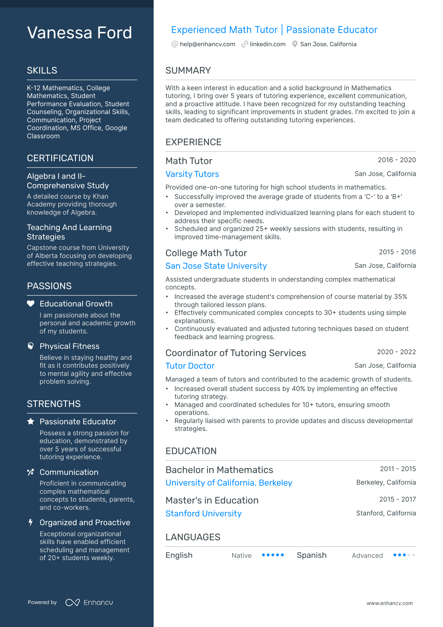 10 Math Tutor Resume Examples & Guide for 2026