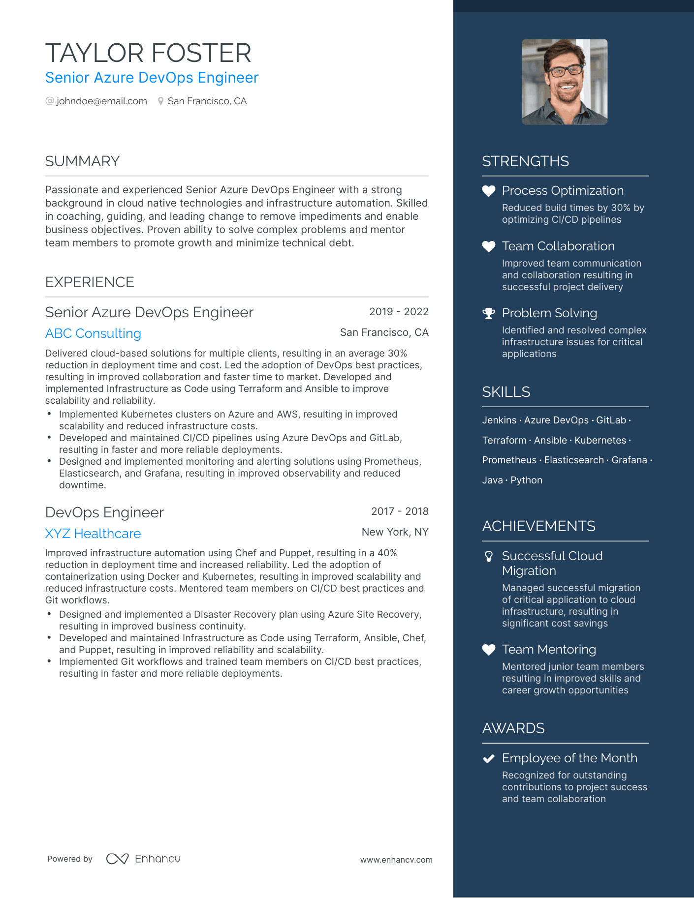 5 Azure Devops Engineer Resume Examples & Guide for 2024