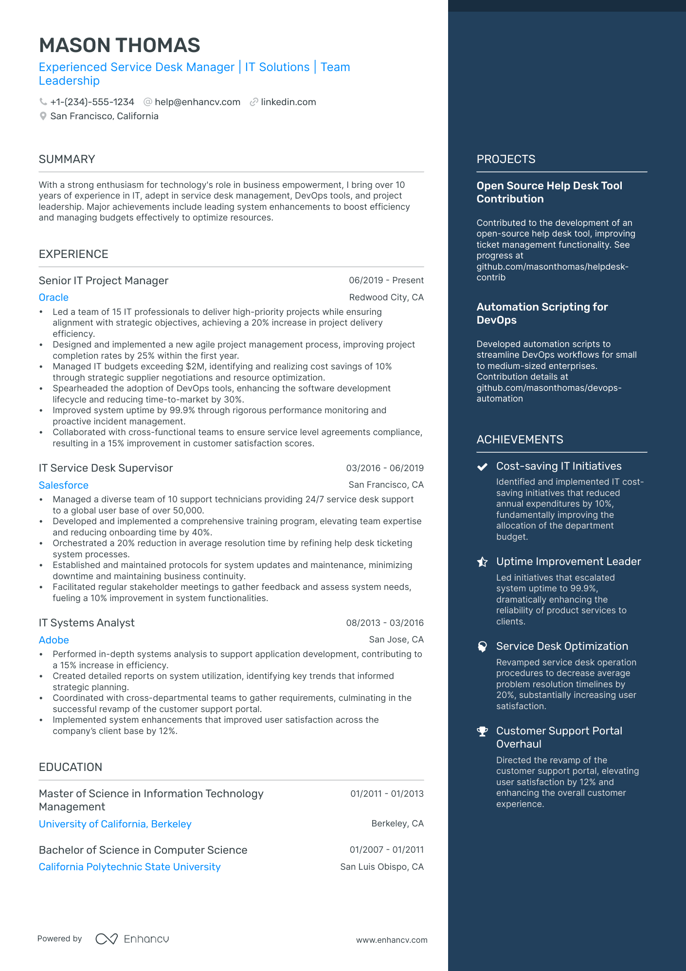 5 Service Desk Manager Resume Examples & Guide For 2024