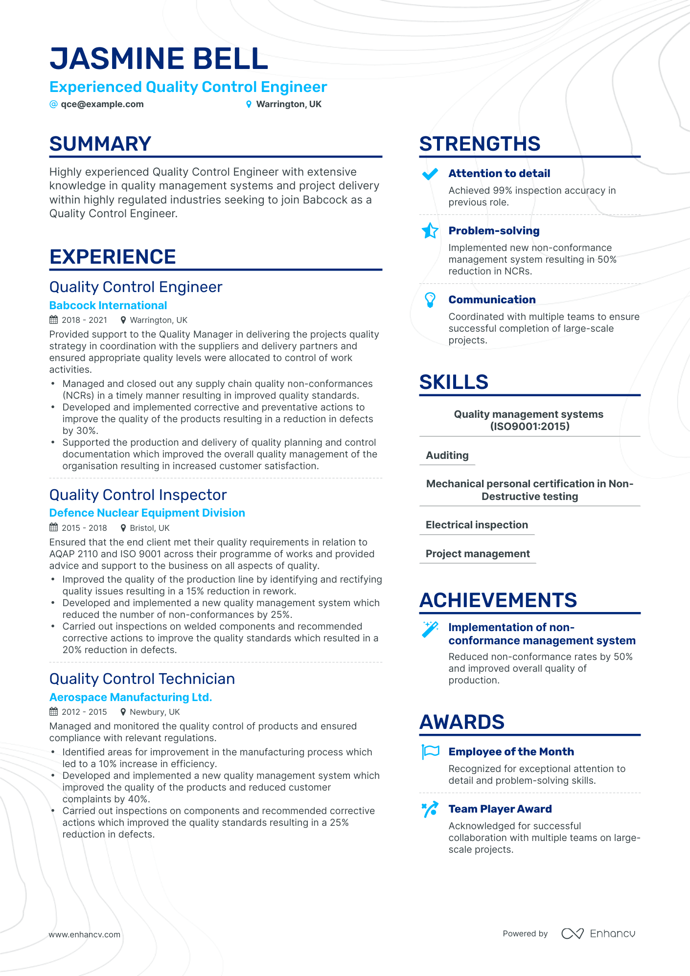 5 Quality Control Engineer Resume Examples & Guide for 2023