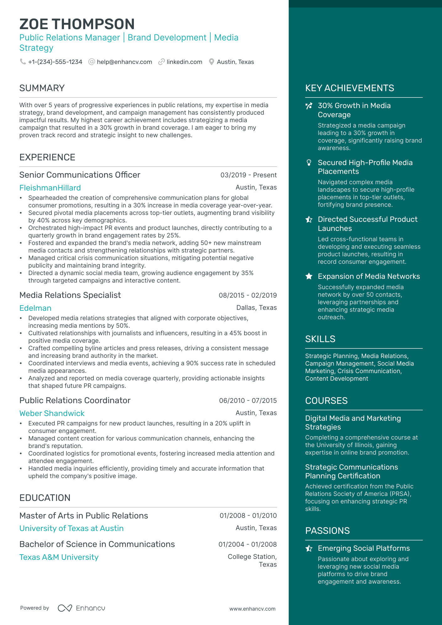 10 Public Relations Manager Resume Examples, Templates & Guide for 2026