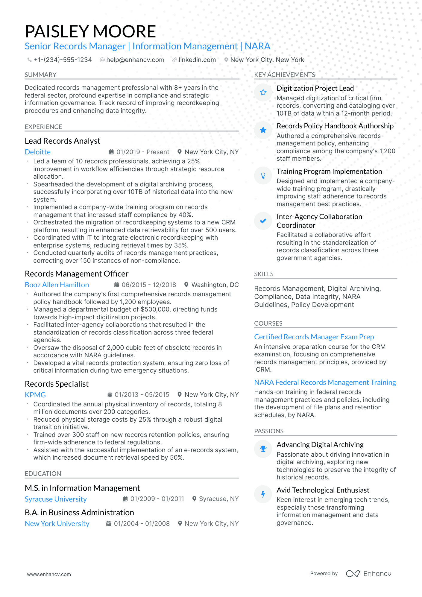 Example Capture Manager Win Sheet For Resume Example.pdf 10 Records Manager Resume Examples & Guide for 2026