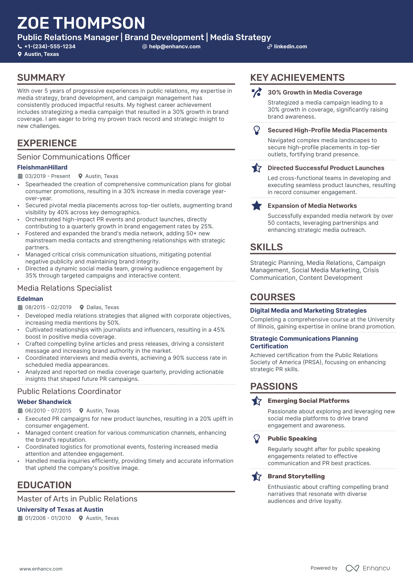 10 Public Relations Manager Resume Examples, Templates & Guide for 2026