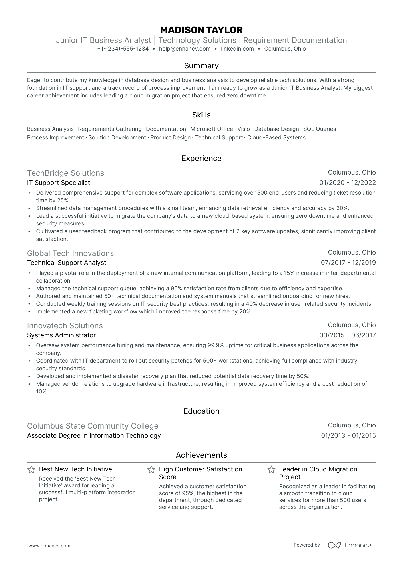 5 It Business Analyst Resume Examples & Guide For 2024