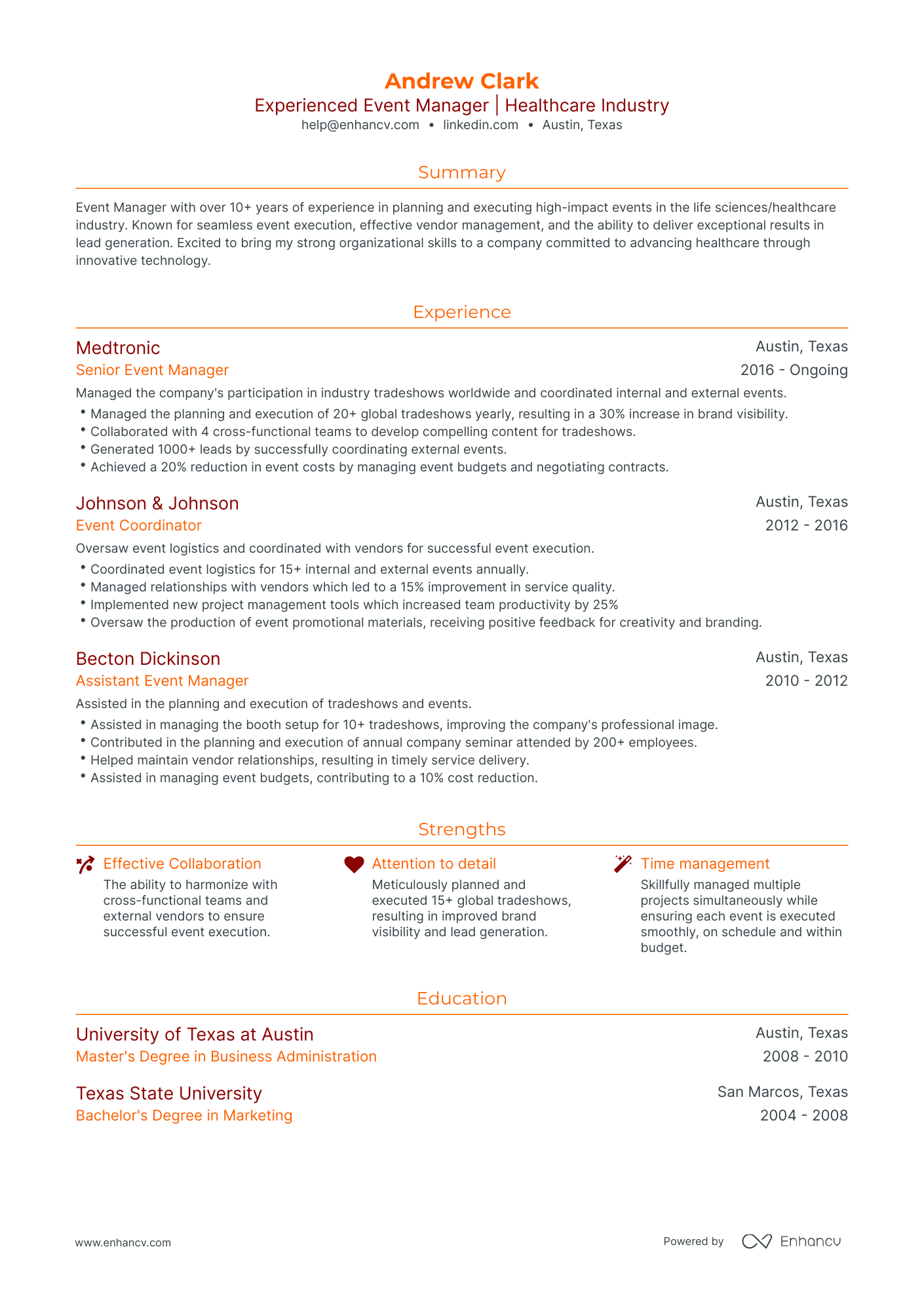 5 Events Manager Resume Examples & Guide for 2024