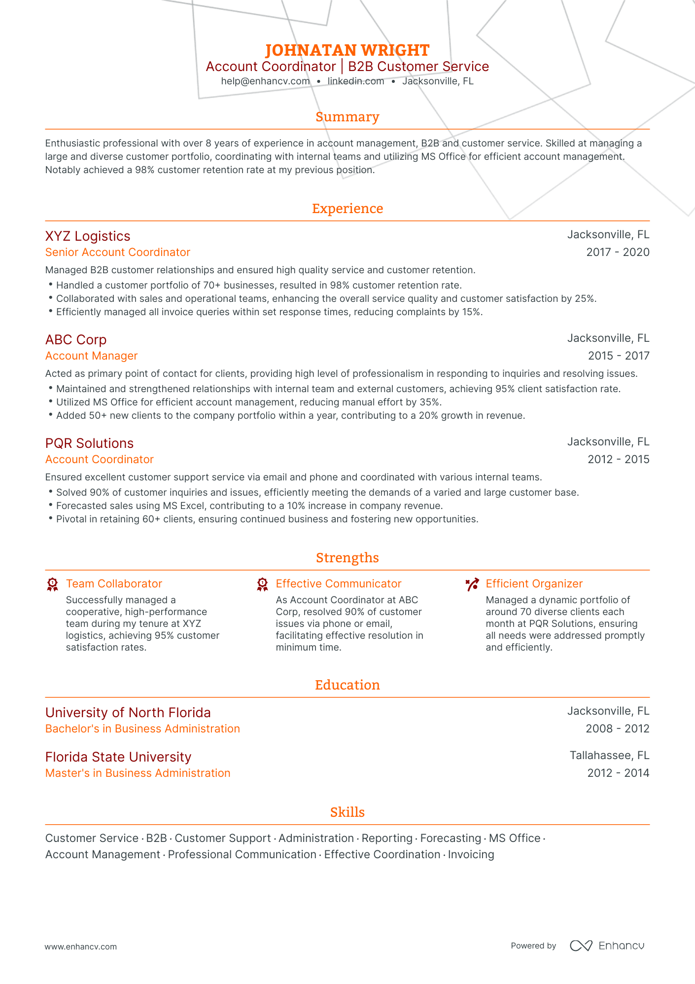 5 Account Coordinator Resume Examples & Guide for 2024