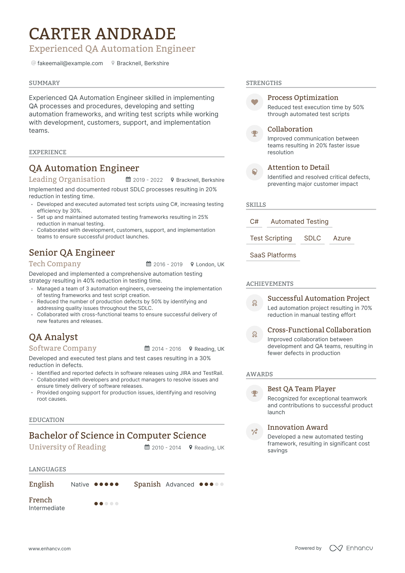 5 QA Automation Resume Examples & Guide for 2024