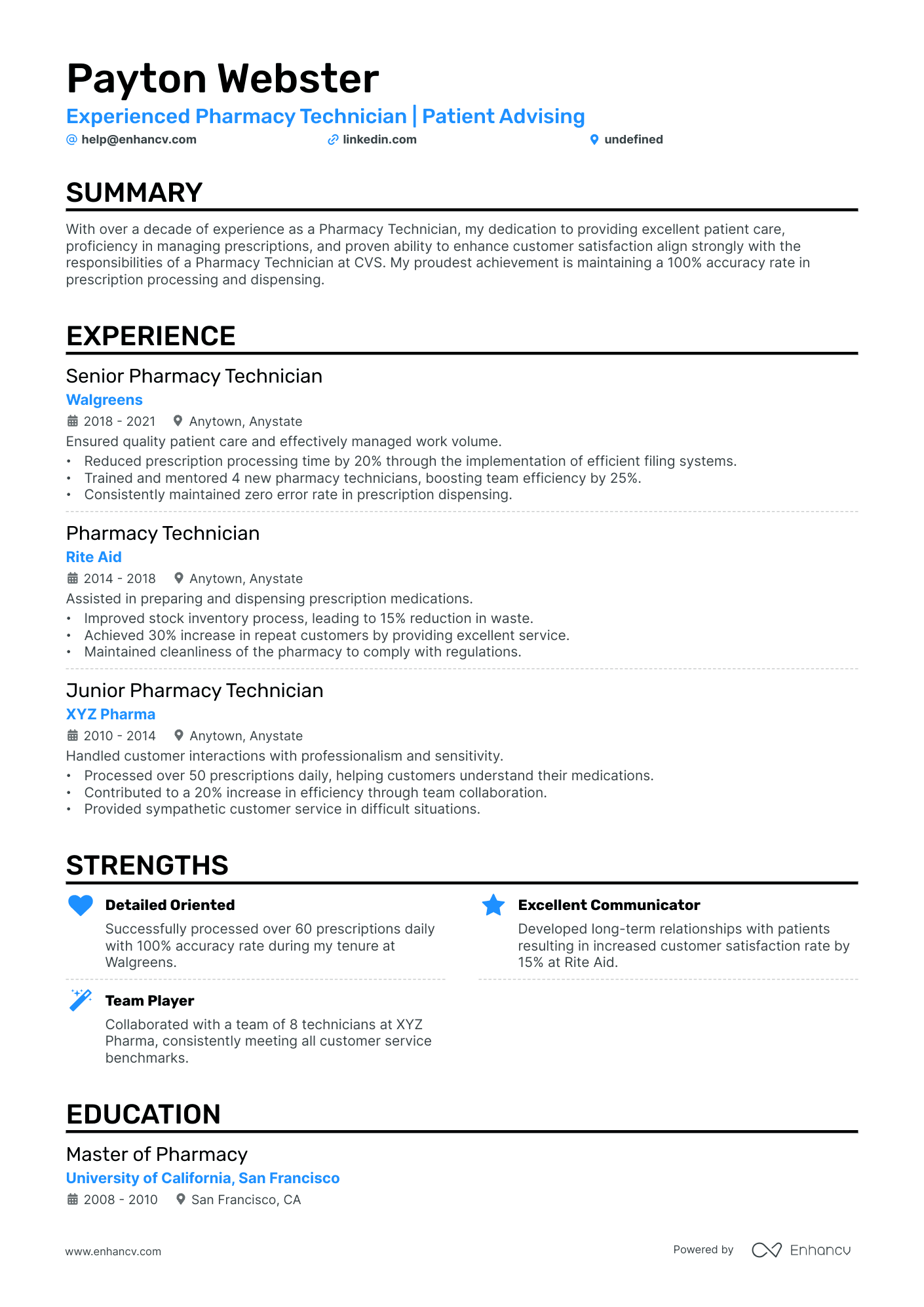 5 CVS Pharmacy Technician Resume Examples & Guide for 2024