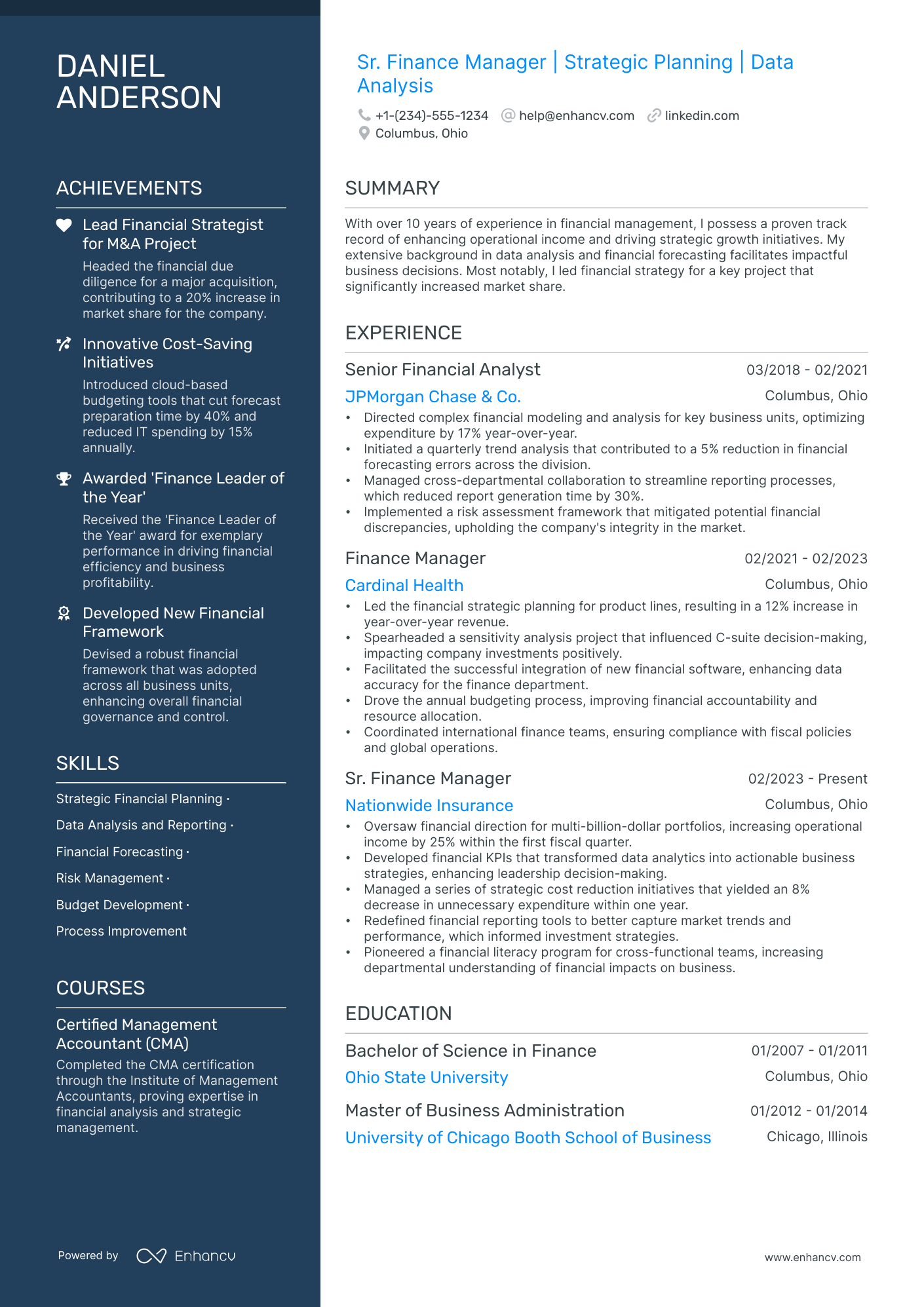 5 Senior Finance Manager Resume Examples & Guide for 2024