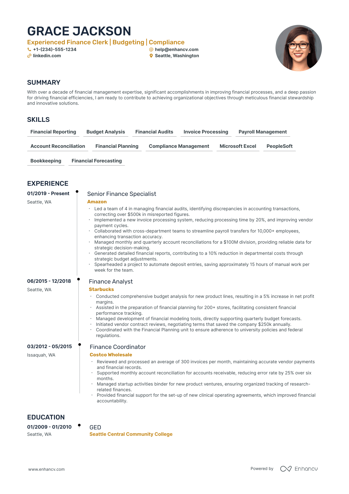 5 Finance Clerk Resume Examples & Guide For 2024