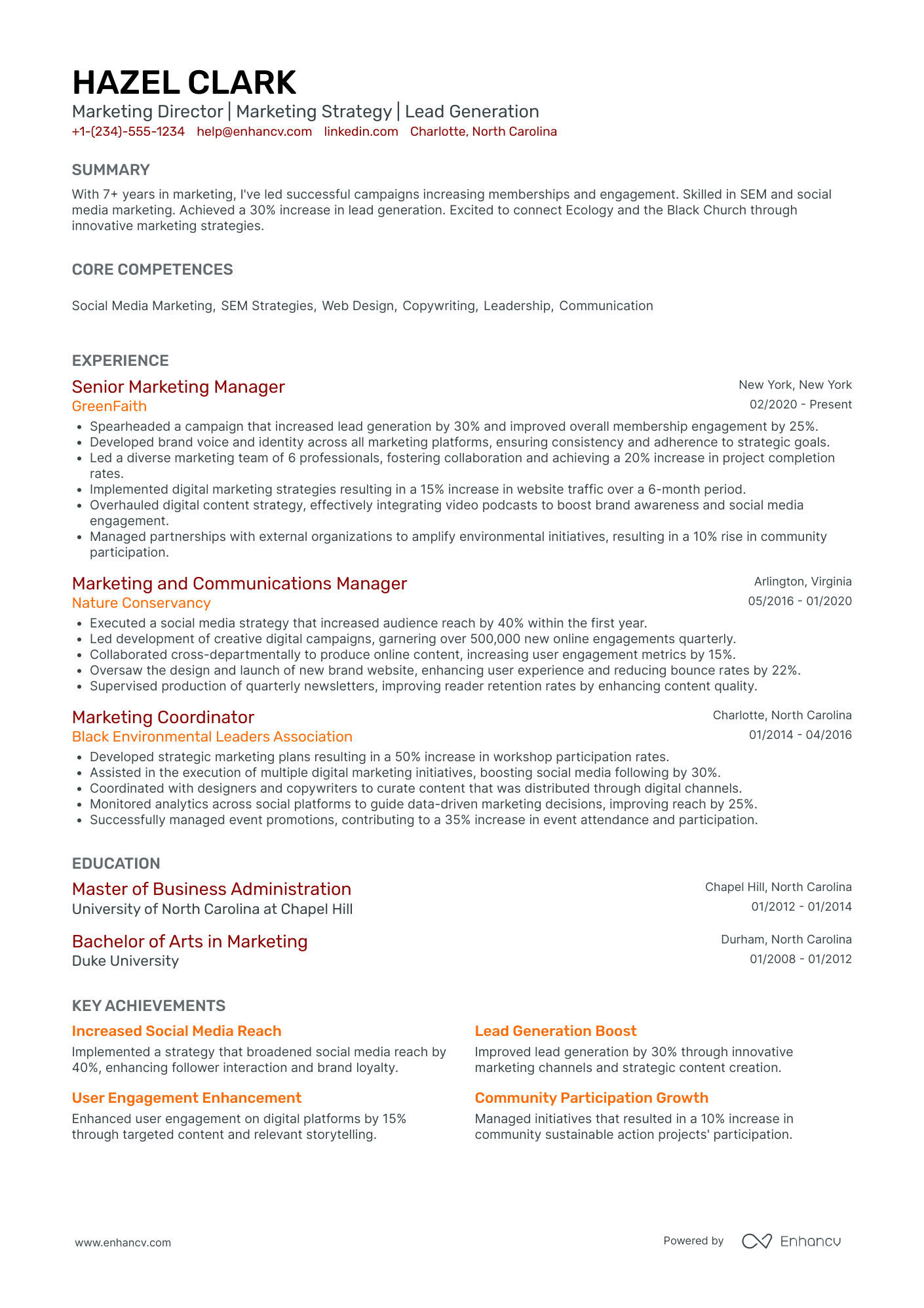 Chief Marketing Officer in Public Sector Resume Example