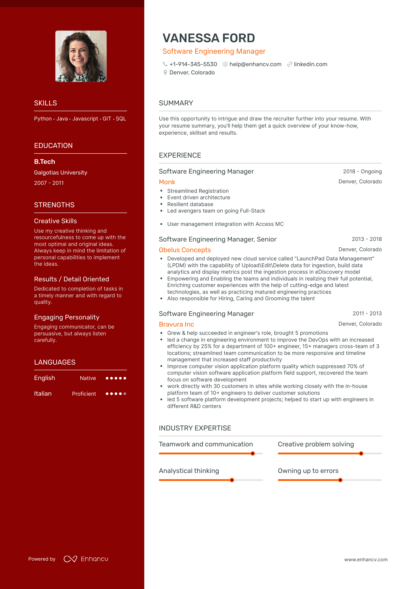 Software Engineering Manager Resume Examples & Guide for 2023 (Layout ...