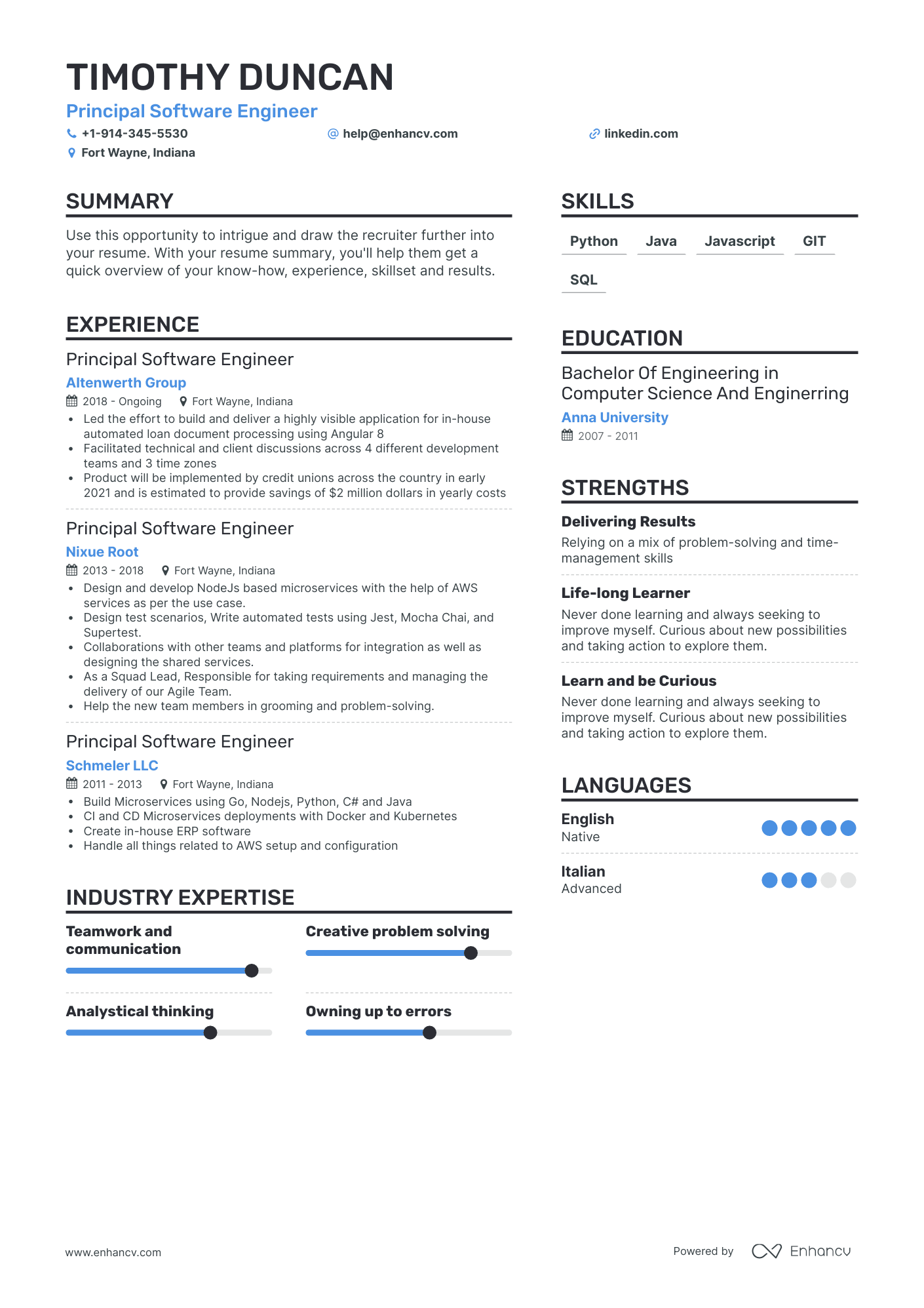 Principal Software Engineer Resume Examples & Guide for 2023 (Layout ...