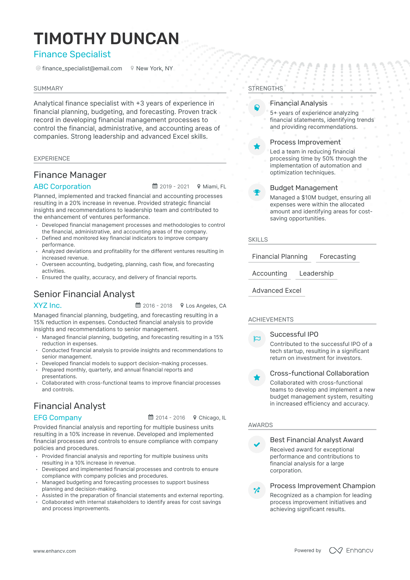 8 Finance Specialist Resume Examples & Guide for 2023