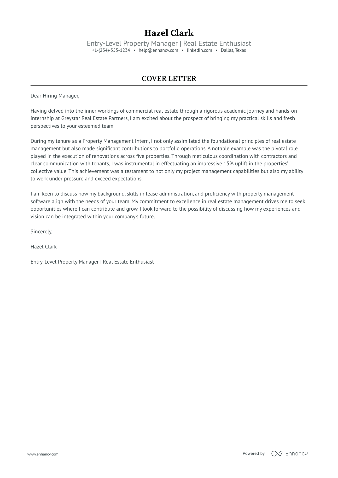 7 Professional Property Manager Cover Letter Examples and Template for