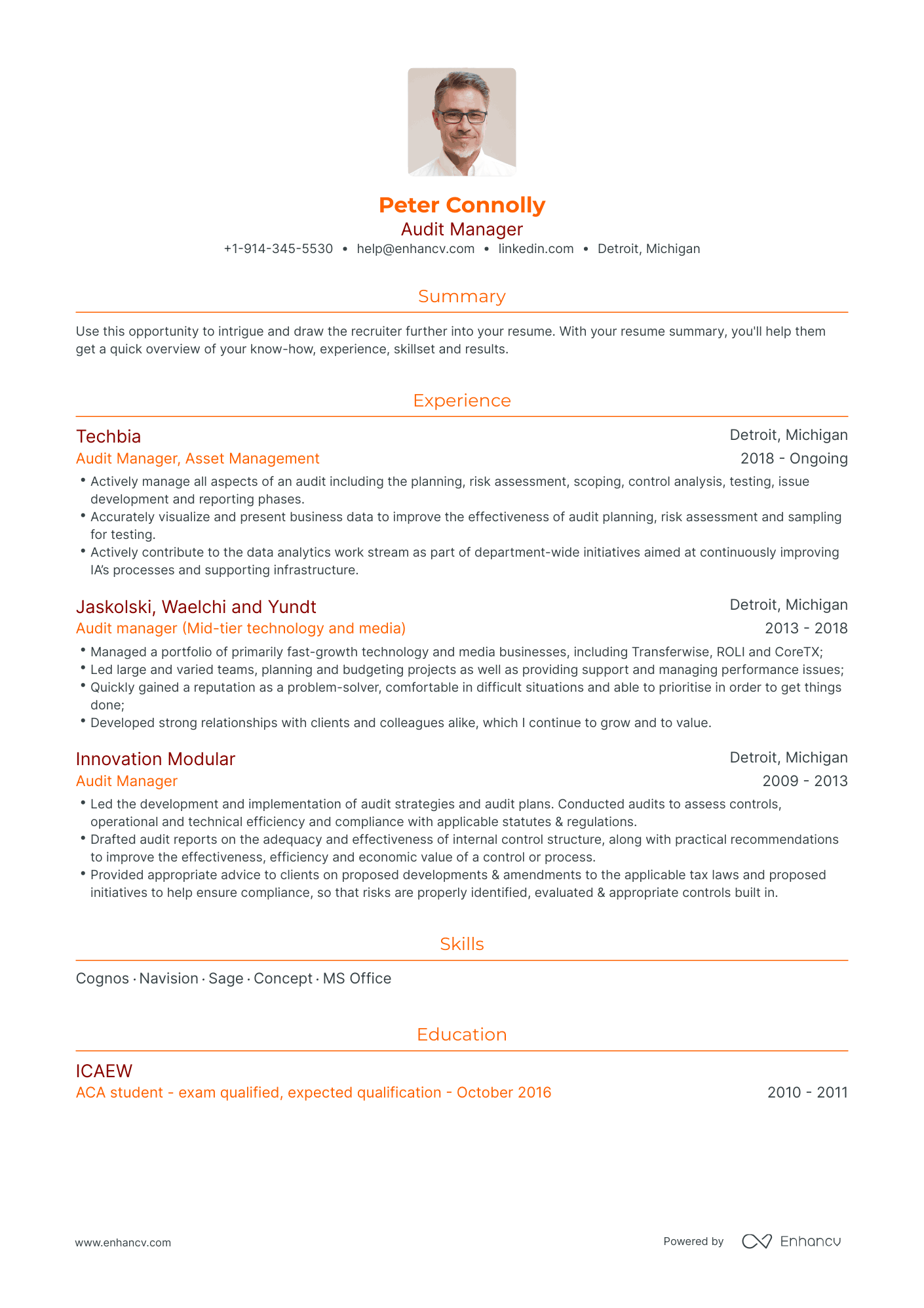 Audit Manager Resume Examples & Guide for 2023 (Layout, Skills ...