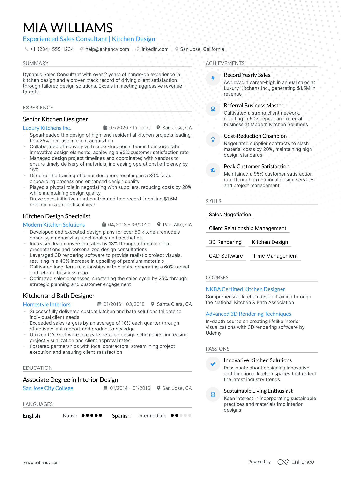 5 Kitchen Designer Resume Examples & Guide For 2024