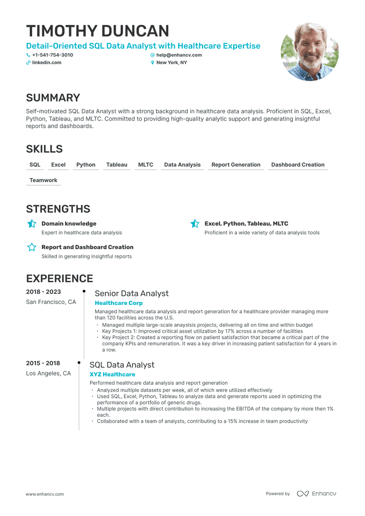 5 SQL Data Analyst Resume Examples & Guide for 2024