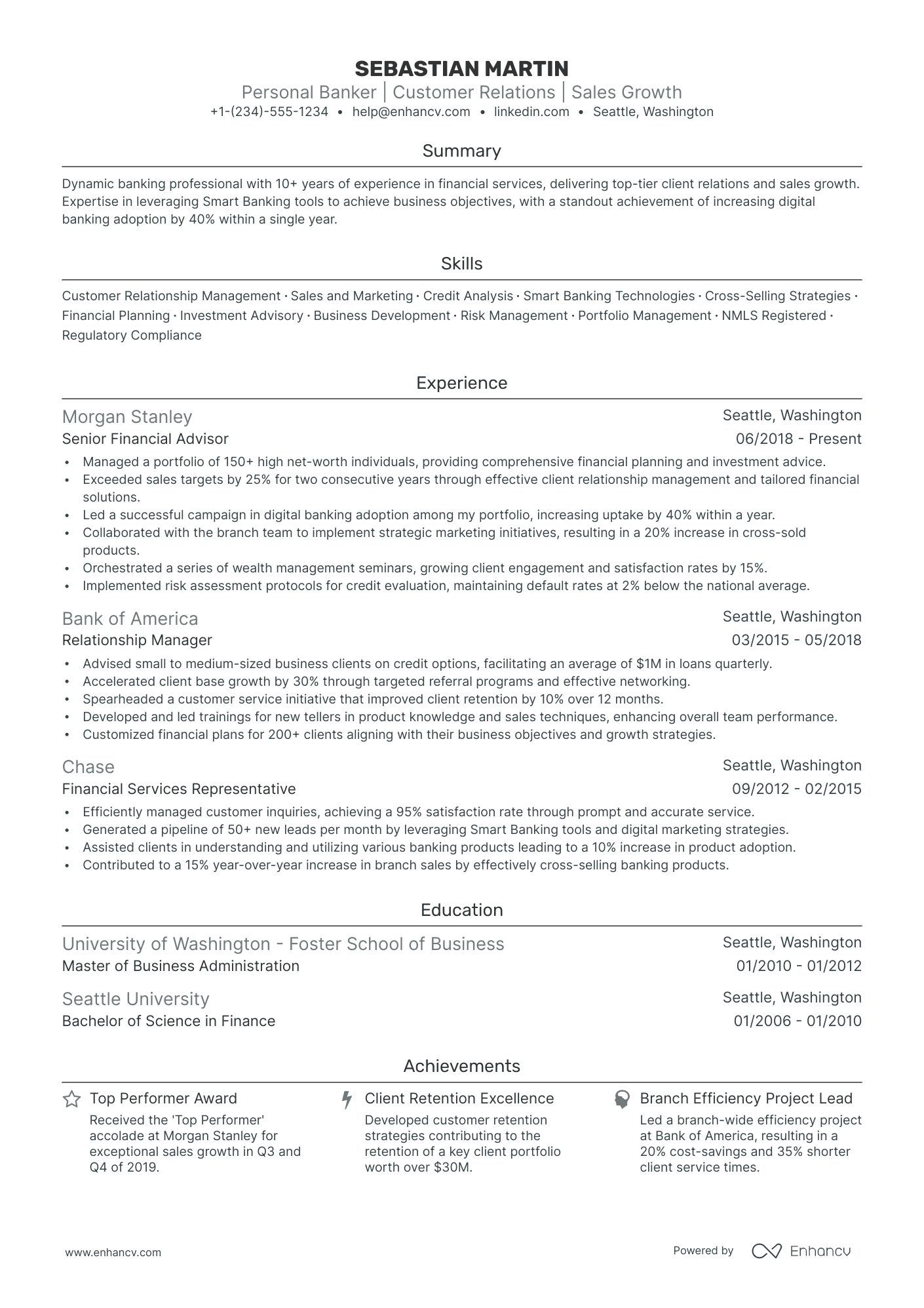 5 Personal Banker Resume Examples & Guide for 2024