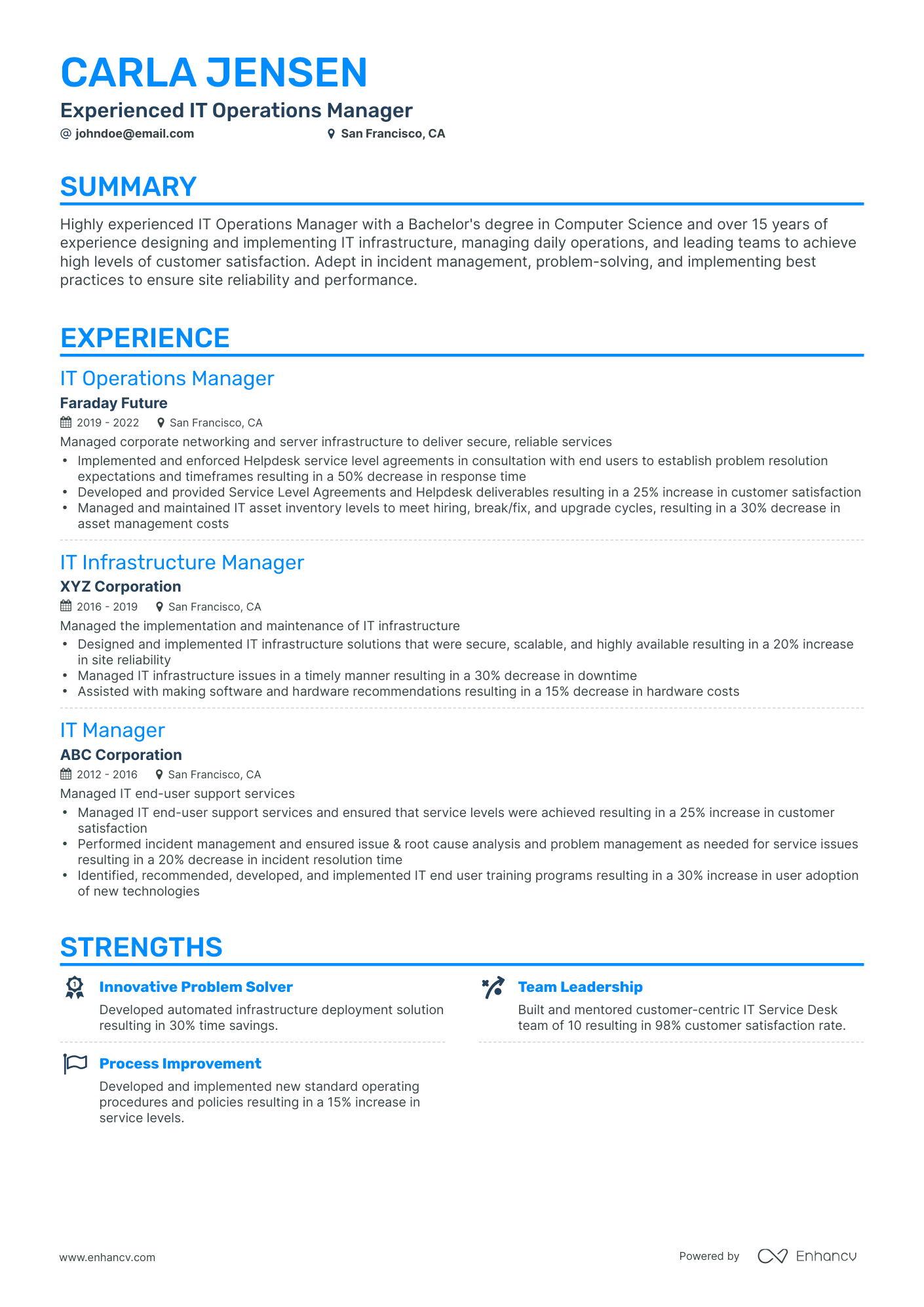 5 IT Operations Manager Resume Examples & Guide for 2024