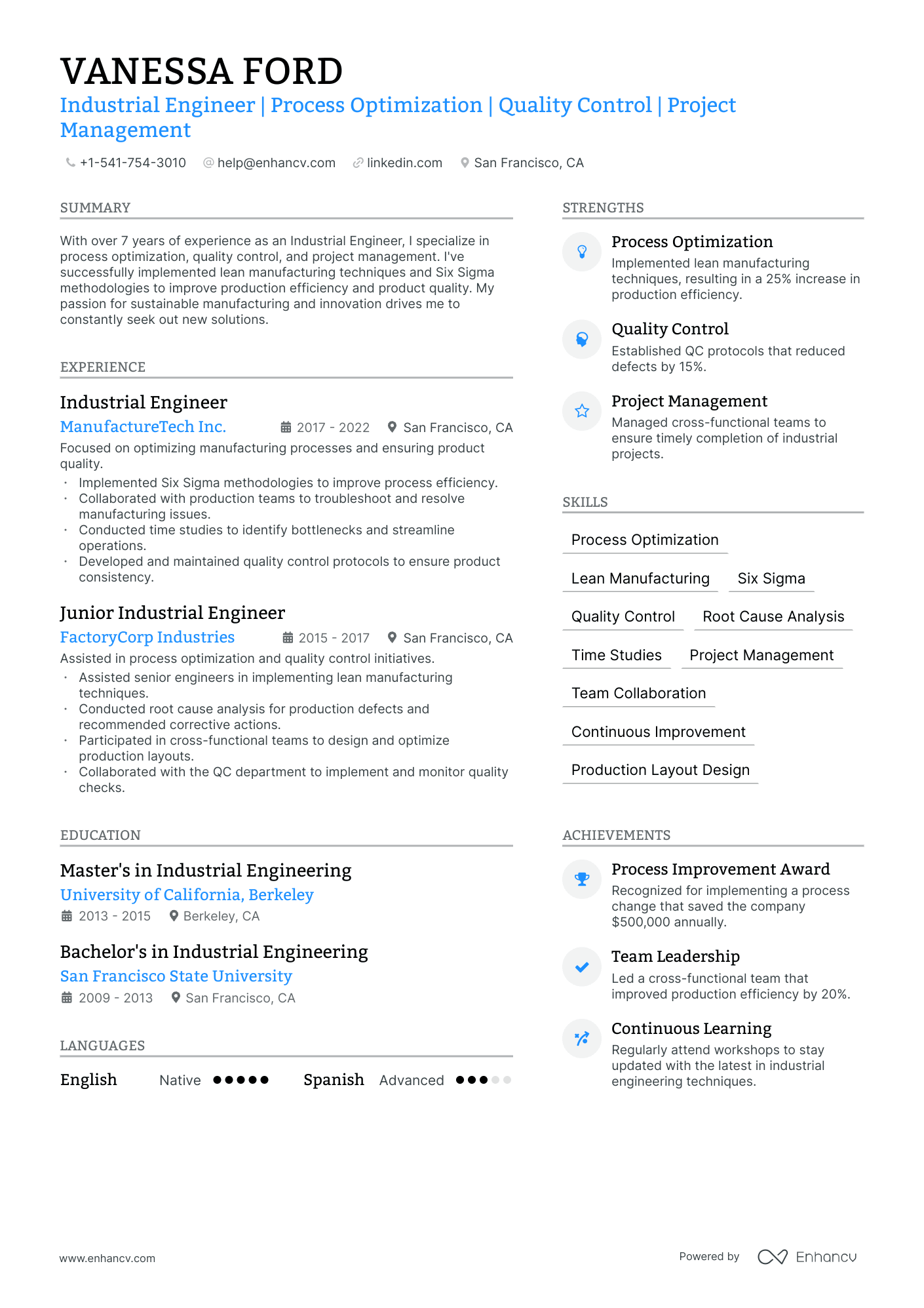5 Industrial Engineer Resume Examples & Guide for 2025
