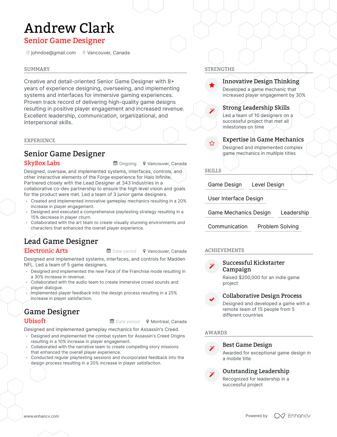 5 Game Designer Resume Examples - AHR0cHM6Ly9jZG4uZW5oYW5jdi5jb20vcHJlZGVmaW5lZC1leGFtcGxlcy9lYks0VGJKcEpmbWZ4U204QUtYNGV1MlhsNUVPME1vZzlmSXpJRldEL2ltYWdlLnBuZw~~.