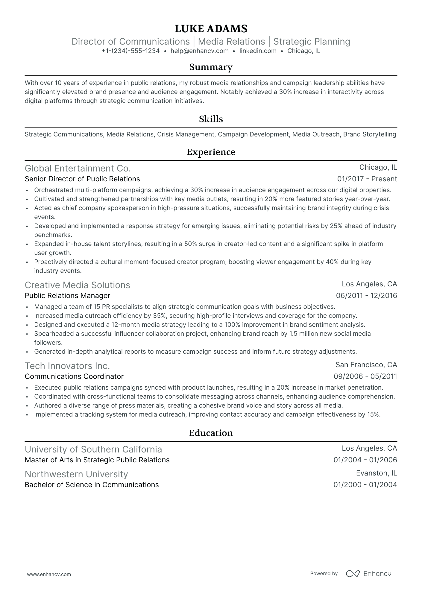 Communications Director Example 10 Director of Communications Resume Examples With 10/10 Score In 2026