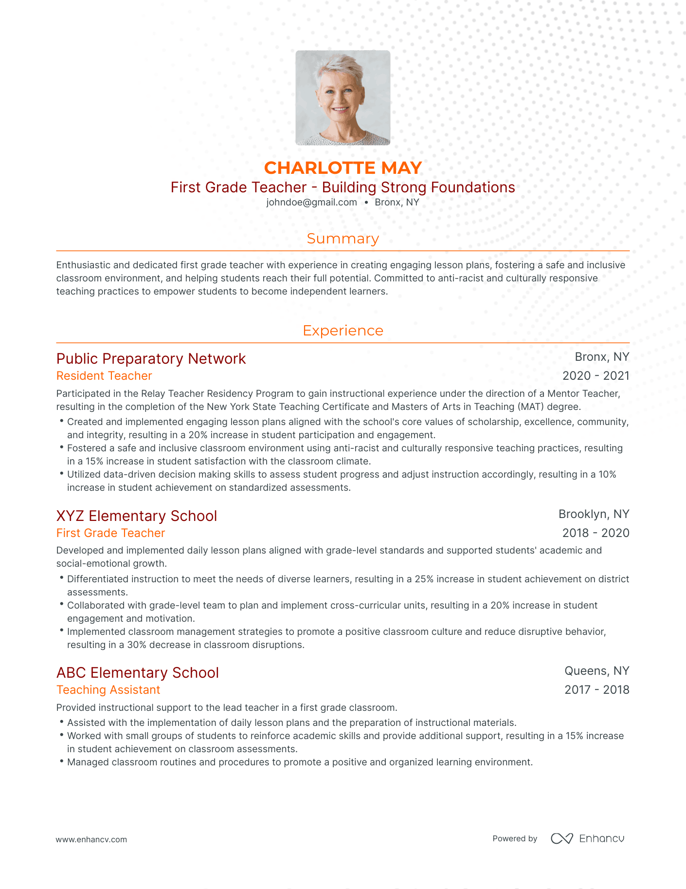 5 First Grade Teacher Resume Examples & Guide for 2023