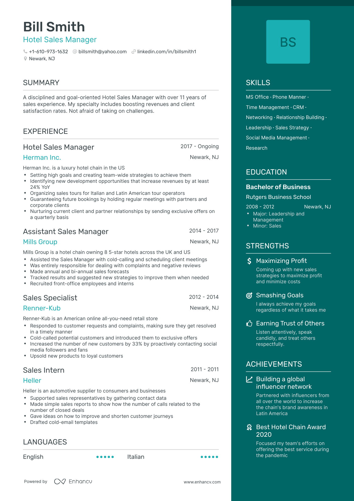 5 Hotel Sales Manager Resume Examples & Guide for 2023